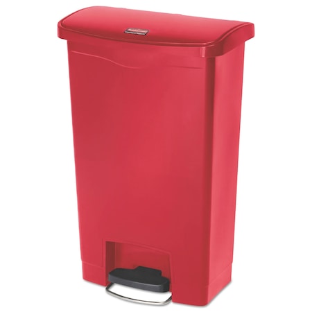 Rubbermaid Commercial Slim Jim Resin Step-On Container, Front Step Style, 13 gal, Red 1883566
